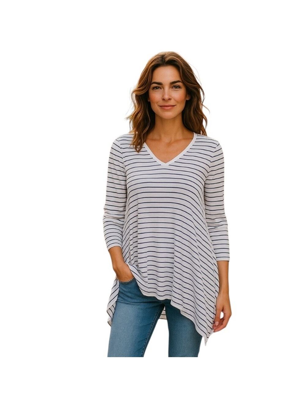 Vintage Tommy Bahama Women's Top White Purple Striped Size Small NWOT